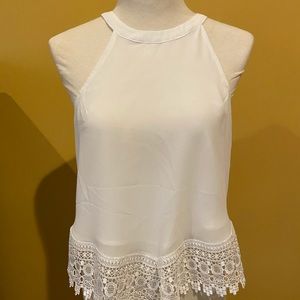 High-Neck, Sheer, Laced, Tank Top